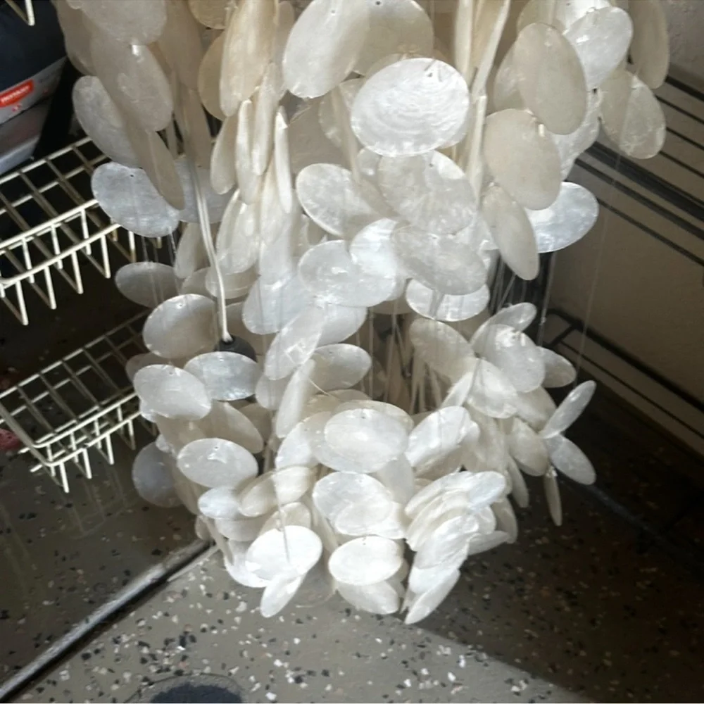 Vintage 4 Tier Capiz Shell Chandelier - Picture 2 of 8